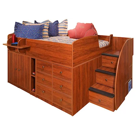 Full Bed with Nine Drawers and Cabinet